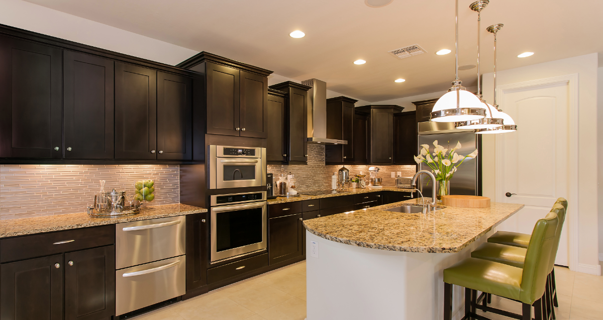 Kitchen with designer countertops