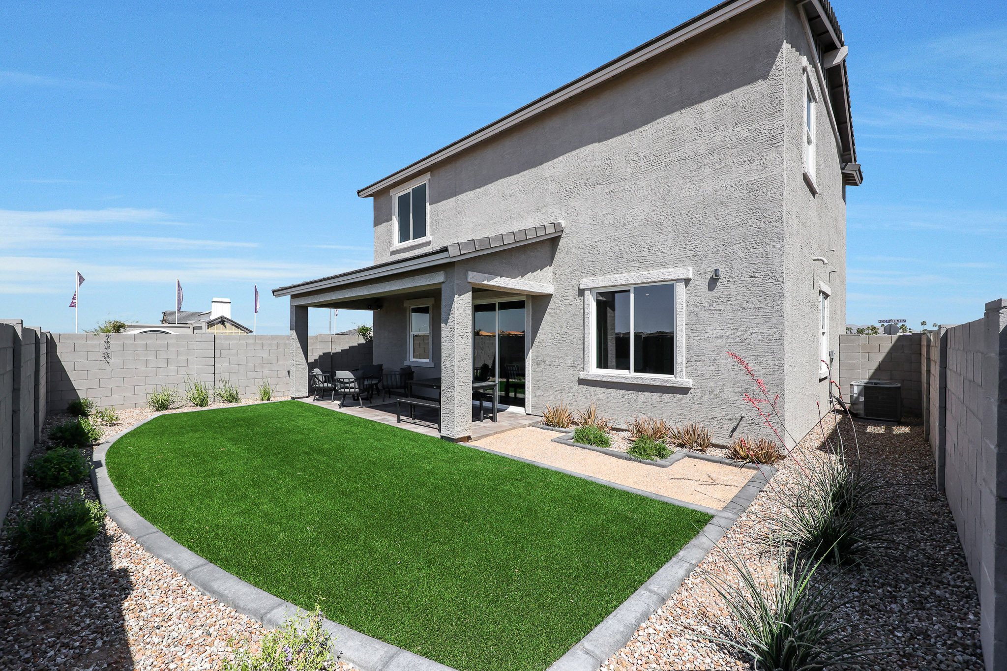 A house with a large front yard.