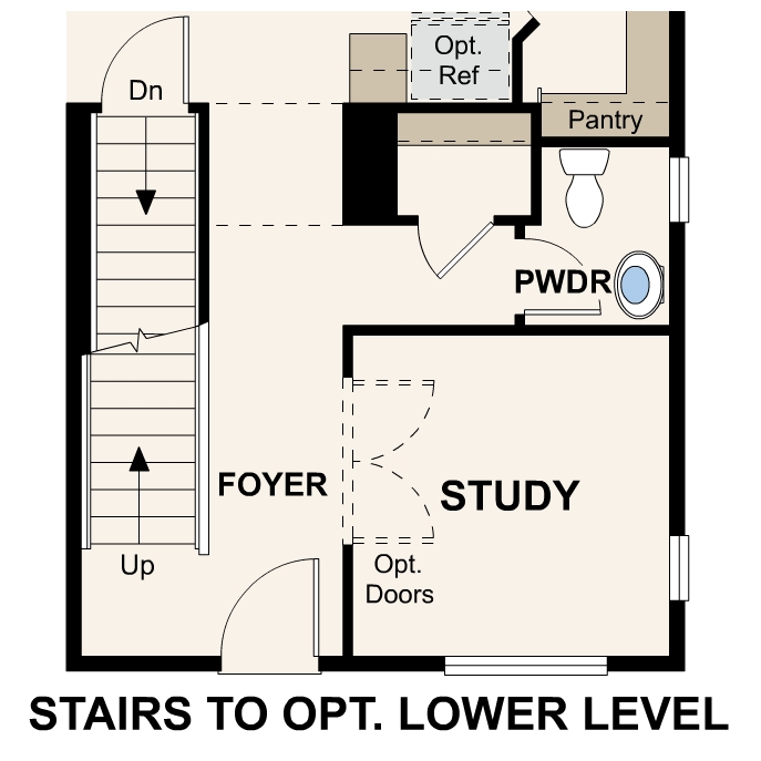 Diagram, engineering drawing. Ontario Floorplan, Main Level Option