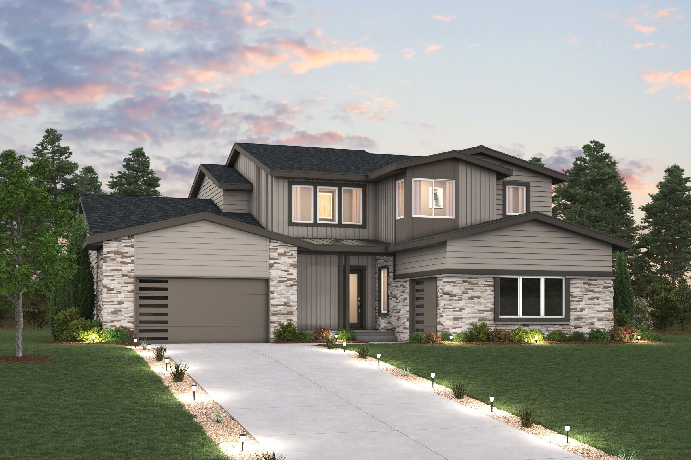 A house with a driveway.