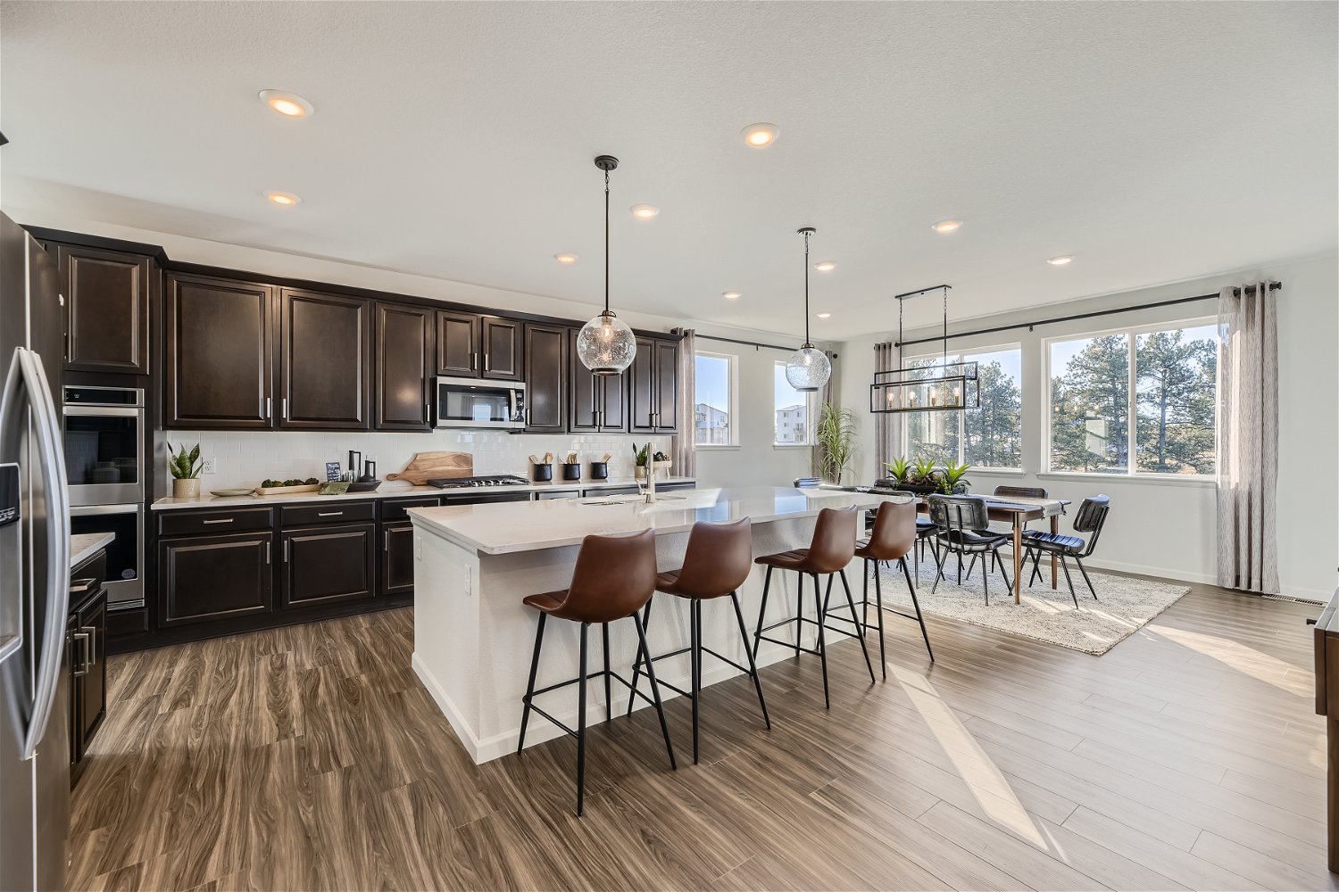 A kitchen with a large island.