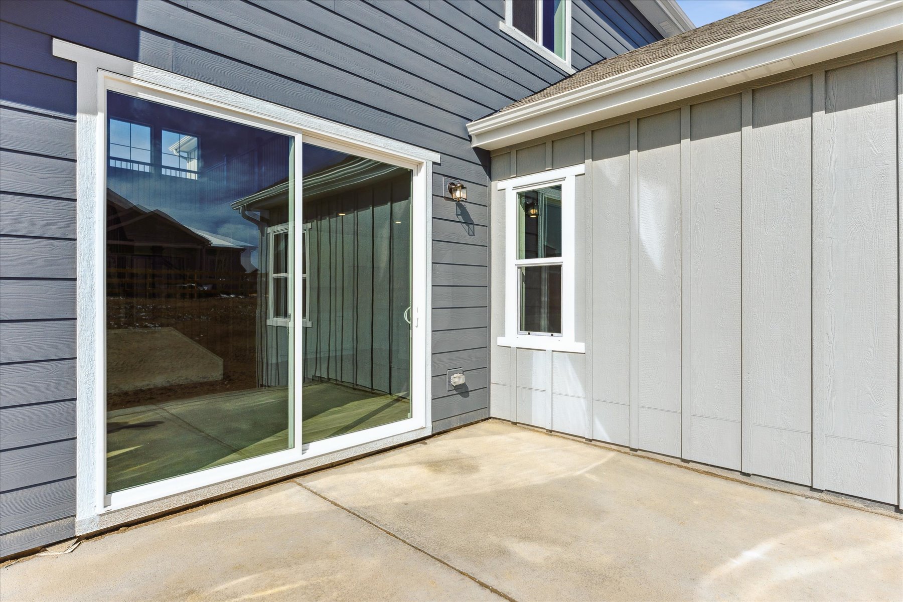 A house with a glass door.