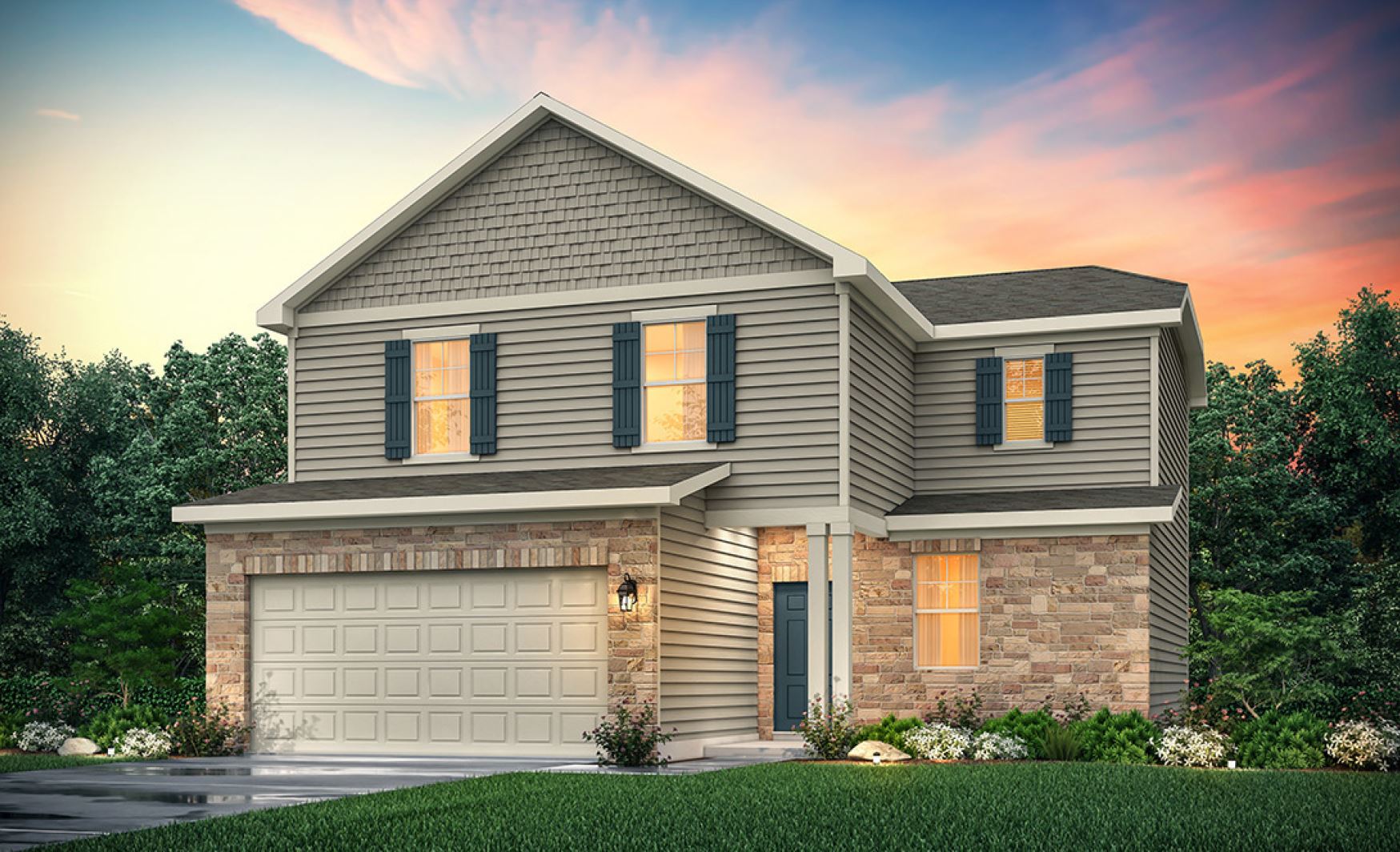 A house with a large front yard.