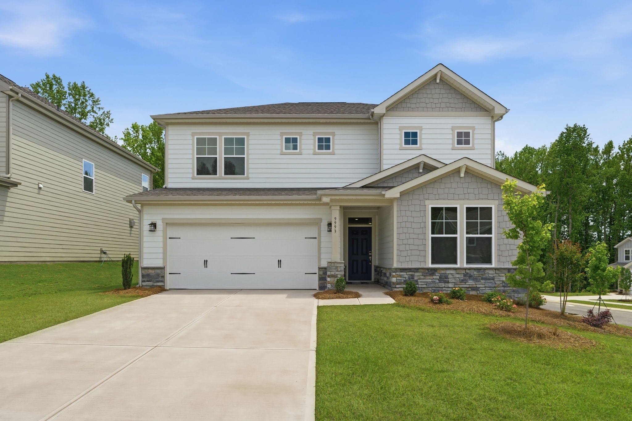A house with a garage.