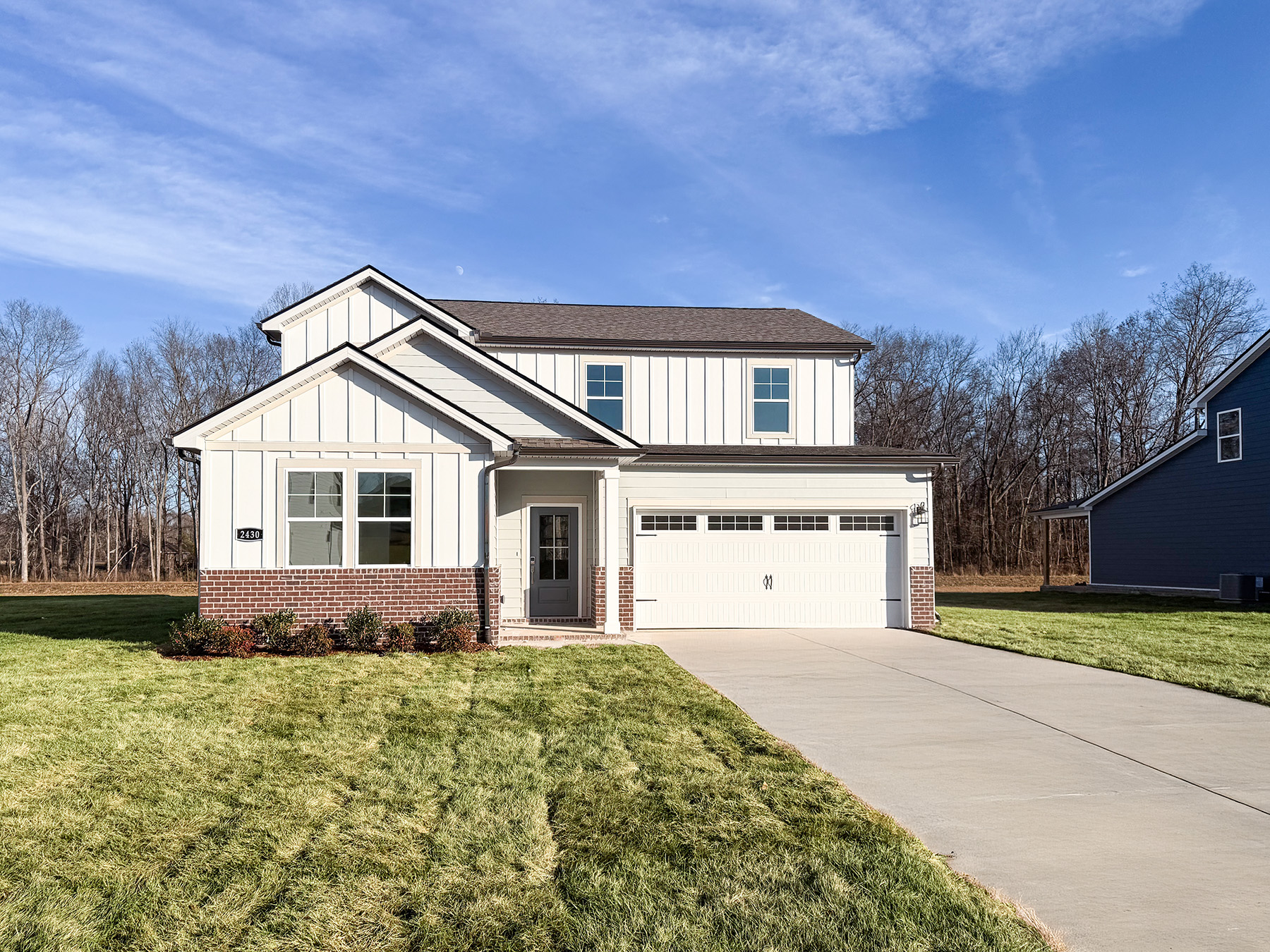 A house with a garage.