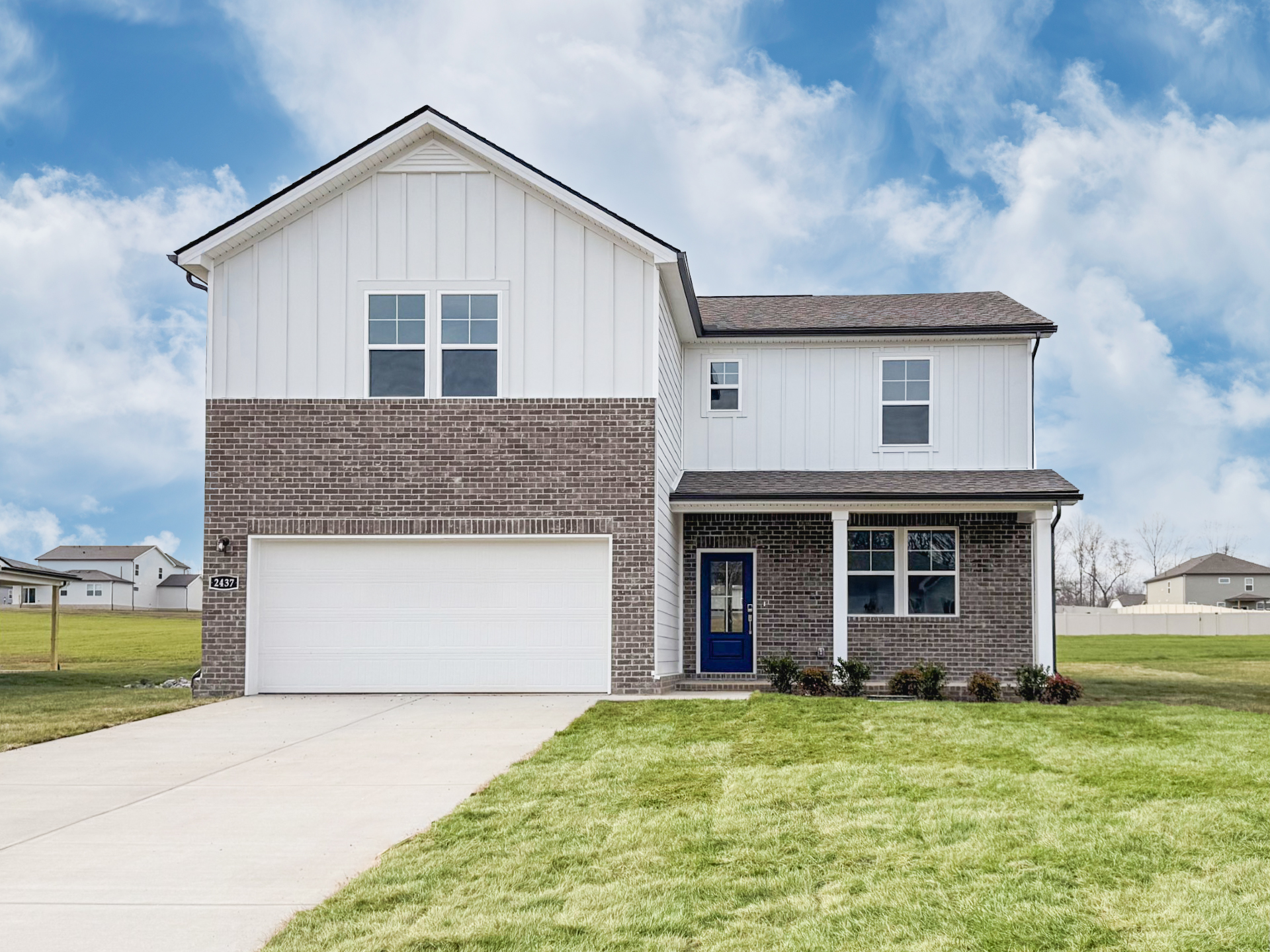 A house with a garage.