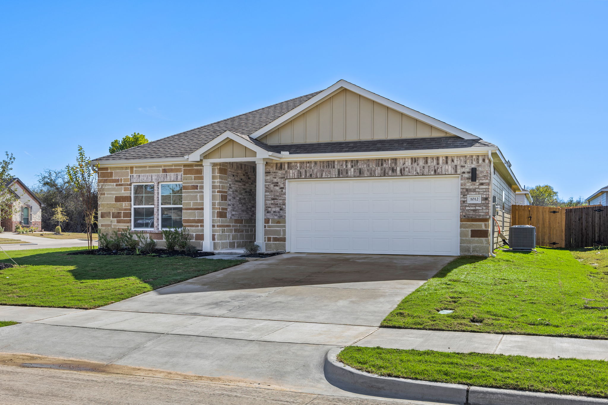 A house with a garage.