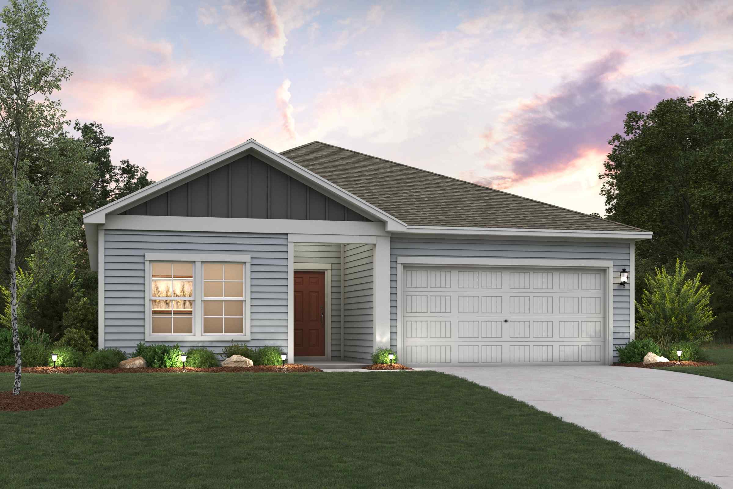 A house with a garage.