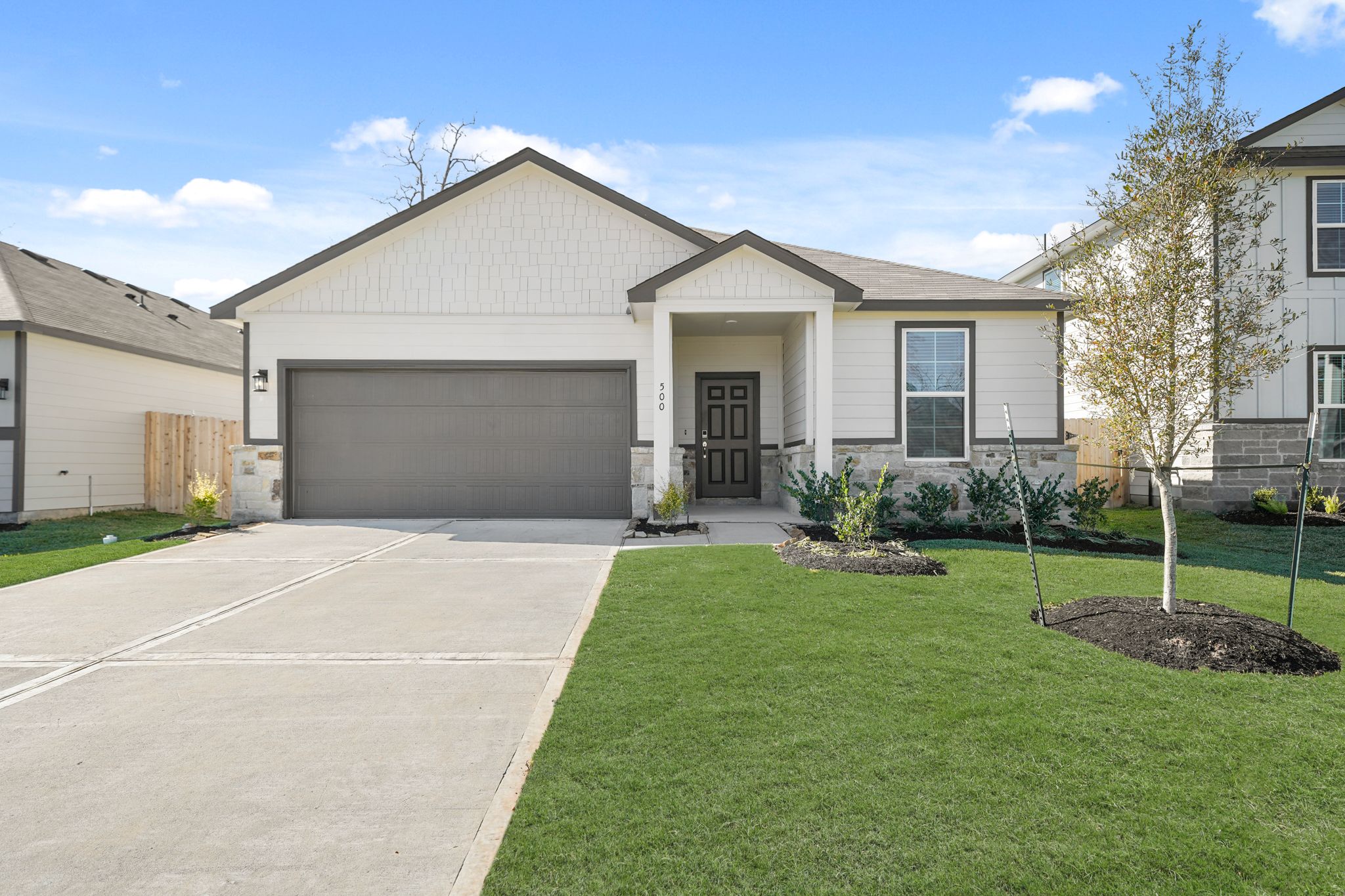 A house with a garage.