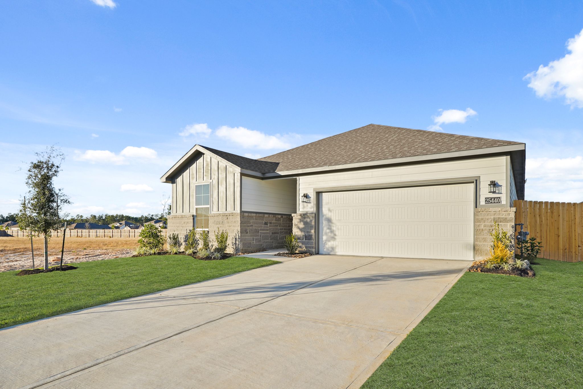 A house with a garage.