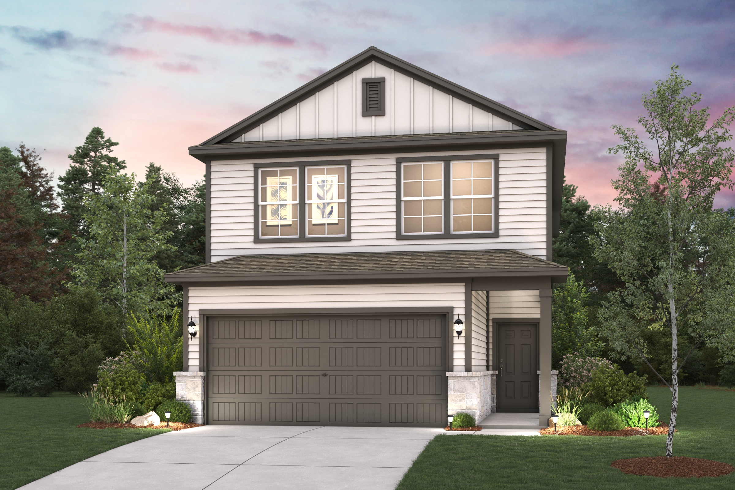 A house with a garage.