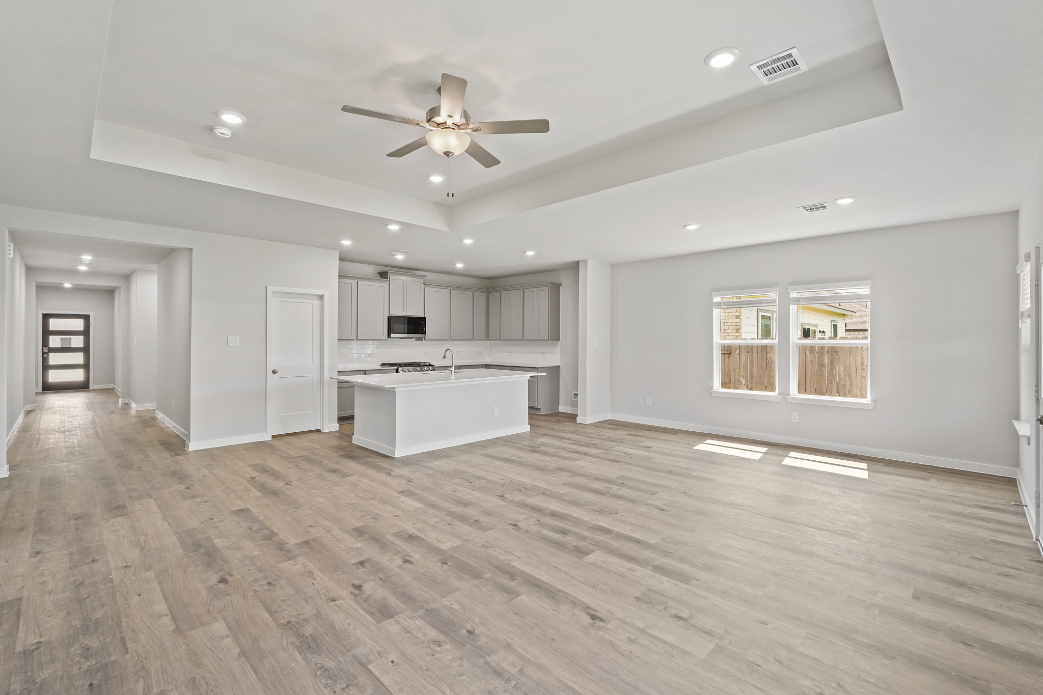 A large empty living room.