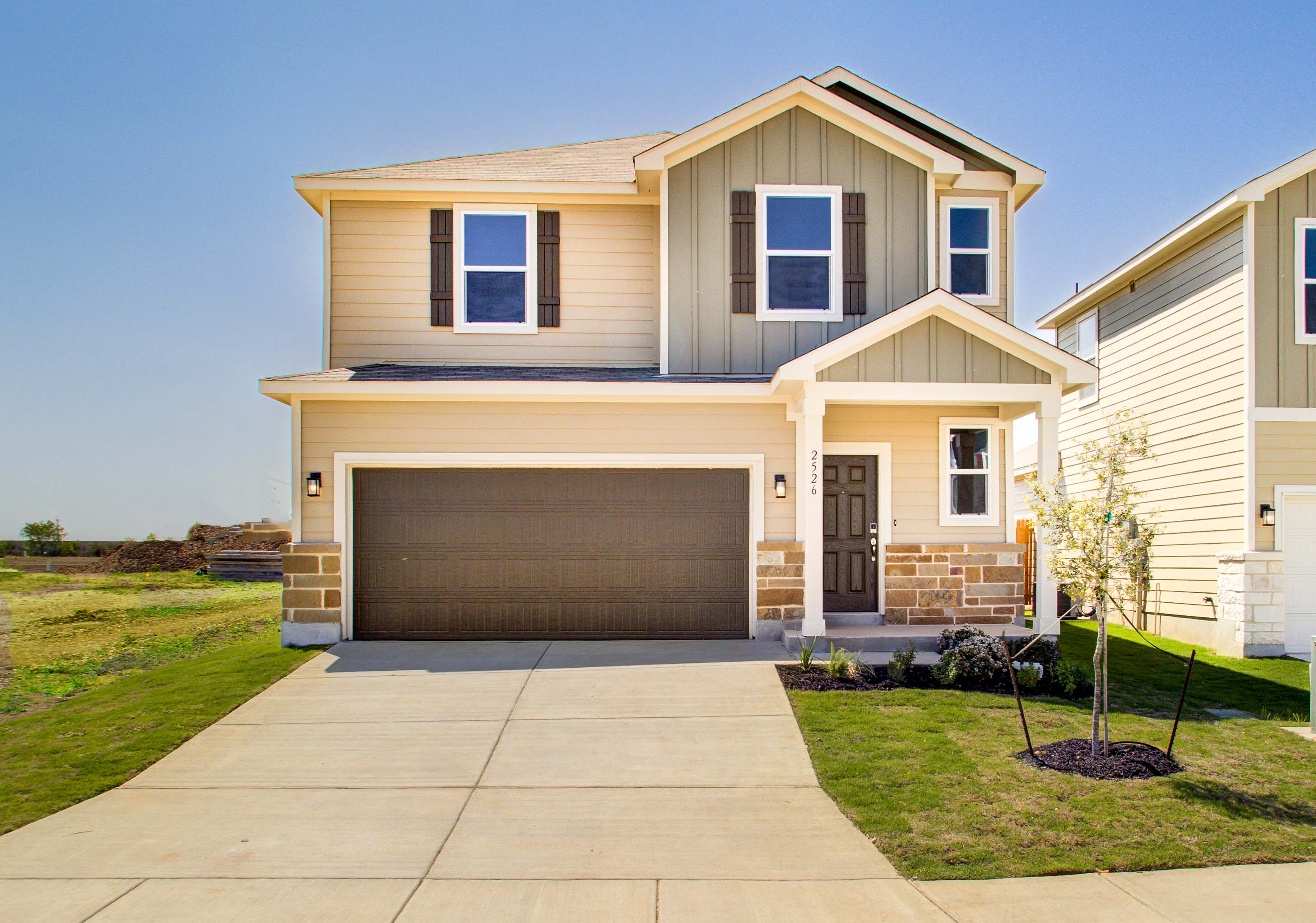 A house with a garage.