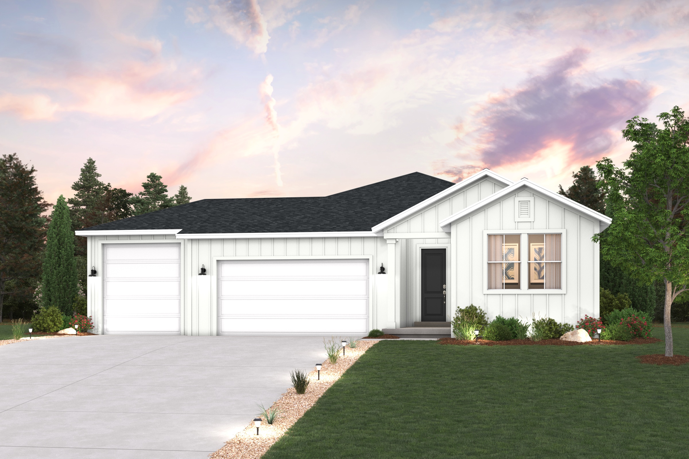 A house with a garage.