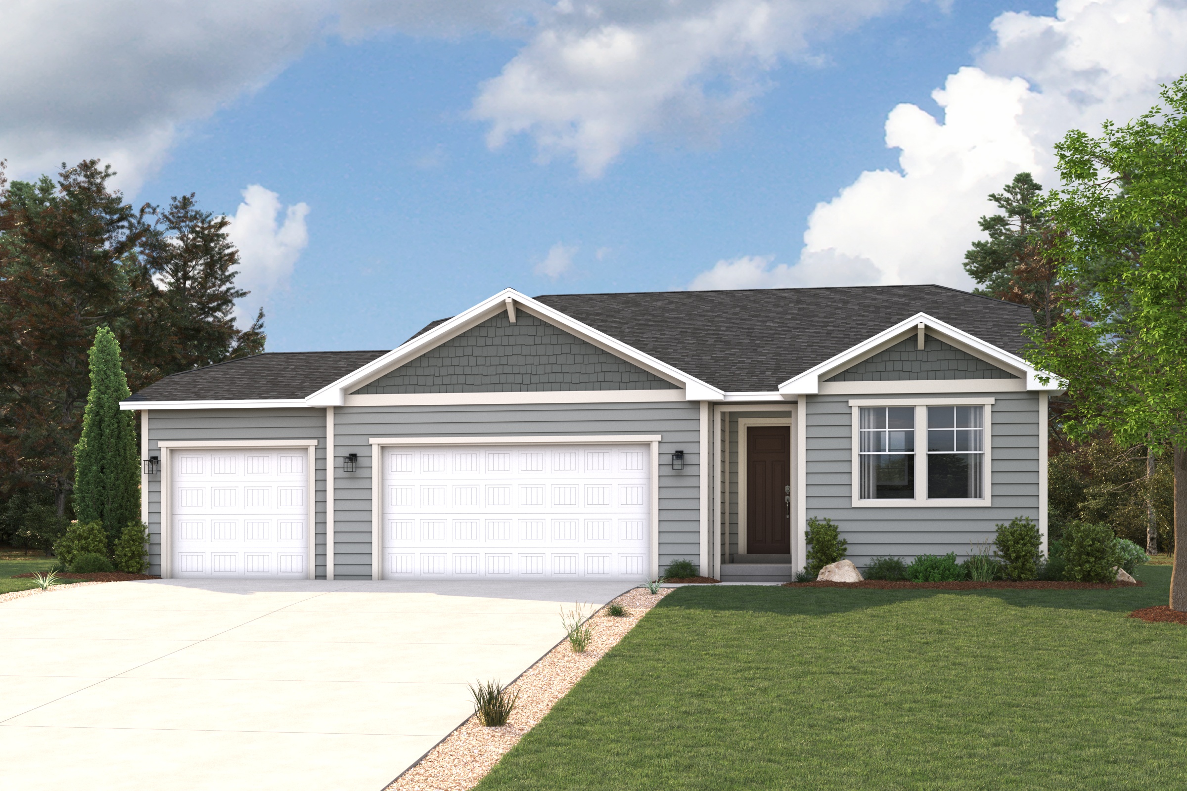 A house with a garage.