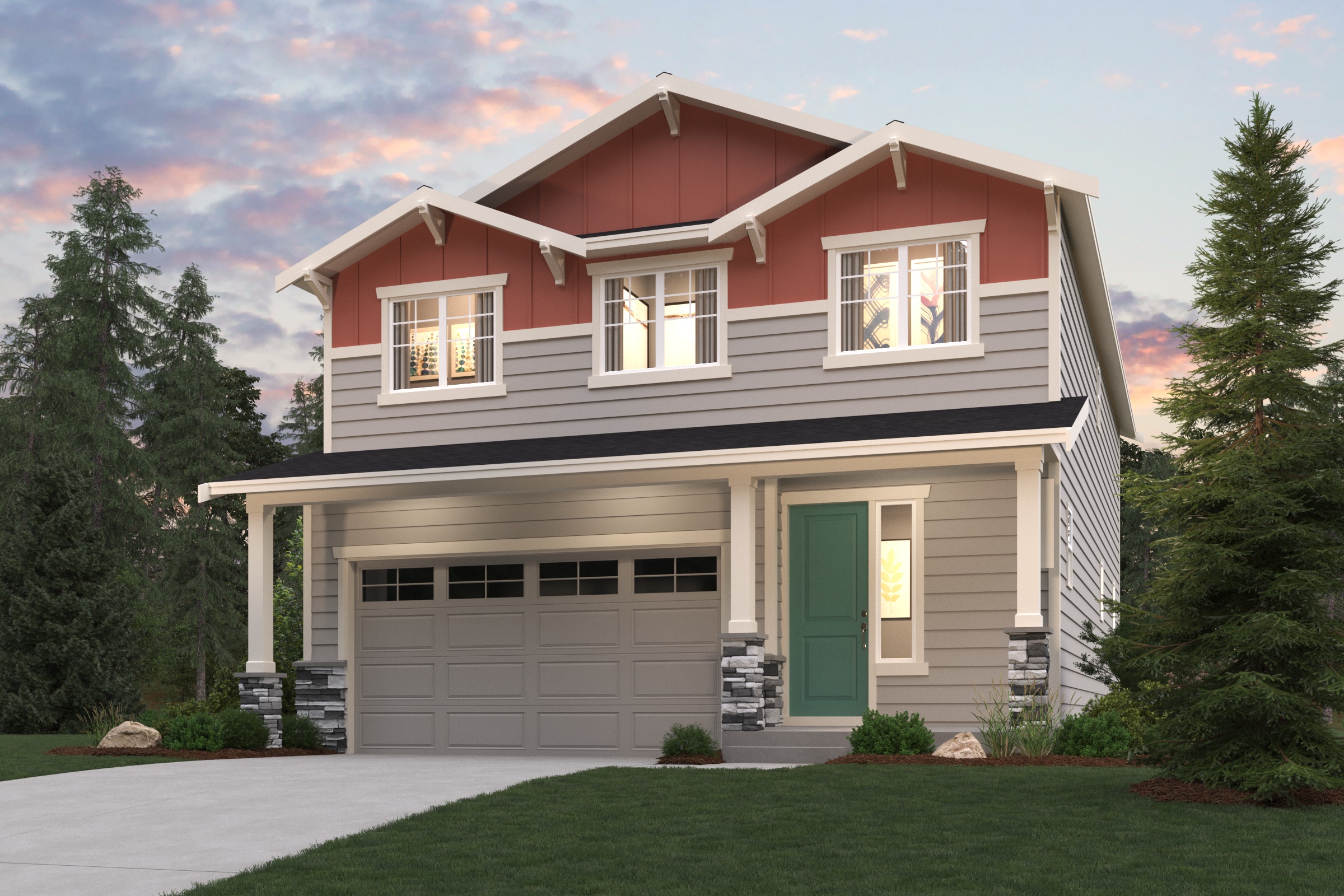 A house with a garage.