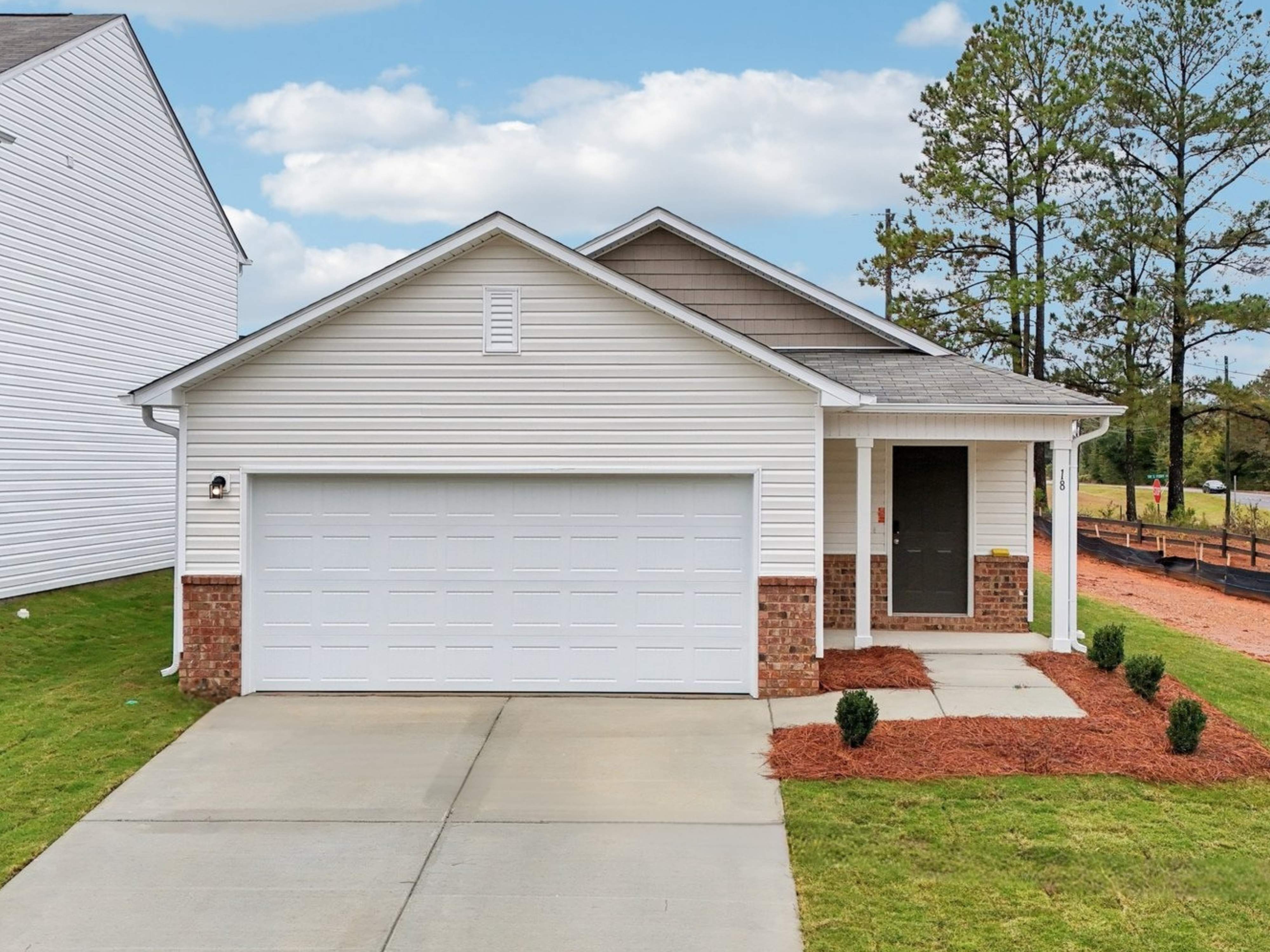 A house with a garage.
